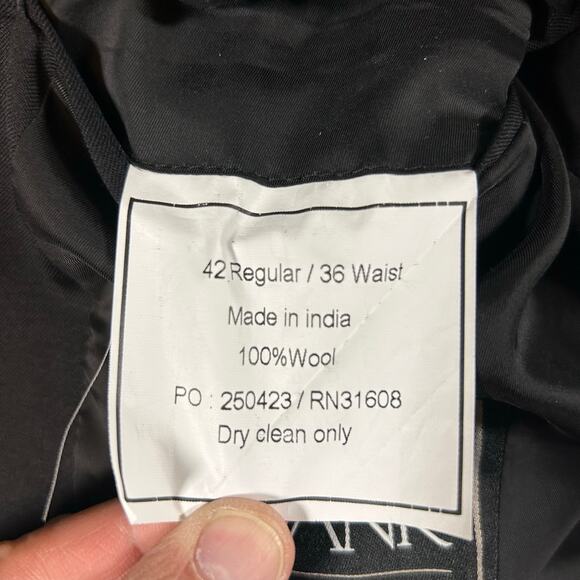 Jos A Bank Slim Fit 100% Wool Blazer Sport Coat Black 42 Regular - Picture 5 of 9